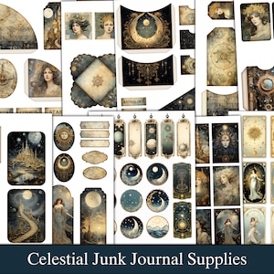 Luna Junk Journal Ephemera stampabile Abbellimenti Celeste Junk Journal Tag Astrologia Dark Junk Journal Kit Astronomia Digital Scrapbook