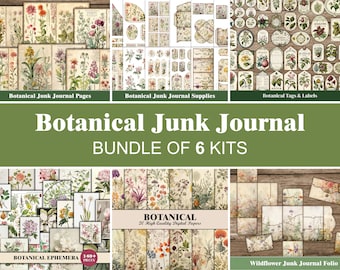 Botanisches Junk Journal Kit Bundle Florale Junk Journal Seiten Grüner Wald Ephemera Natur Junk Journal Zubehör Blumen Bastelzubehör