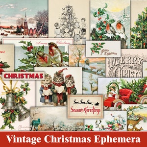 Christmas Ephemera Christmas Junk Journal Kit Winter Ephemera Craft Supplies Fussy Cuts Digital Scrapbook Christmas Printables Collage Sheet