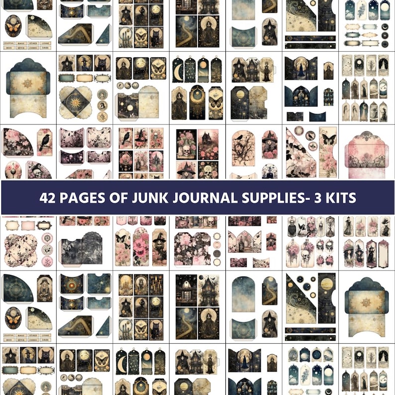 Witch Junk Journal Kit Bundle Celestial Witchy Moon Ephemera Printable ...