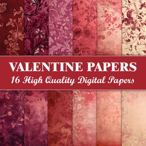 Carta per ritagli rossa di San Valentino Pagine di diario spazzatura rosa bordeaux Pagine di effimeri stampabili romantici Amore Forniture di carta per San Valentino
