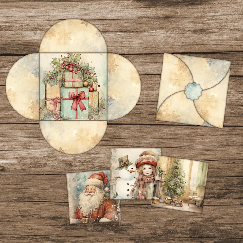 Christmas Junk Journal Kit Pockets Tags Inserts Envelope Folio Winter ...