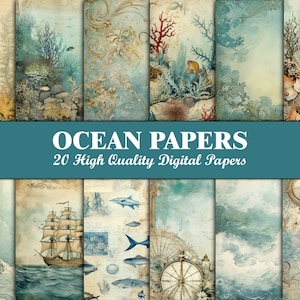 Zee Scrapbook papier Oceaan Junk Journal Pagina's Blue Junk Journal Kit Nautische Ephemera Beach Marine Junk Journal Turquoise Craft Supplies