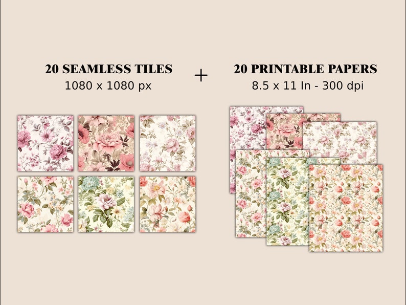 Seamless Floral Pattern Rose Scrapbook Paper Cute Botanical Shabby Chic ...