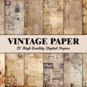 Vintage Scrapbook papier oud papier patroon ongewenste Journal pagina's afdrukbare digitale Papers achtergrond neutraal Beige Shabby Ephemera Craft Supply