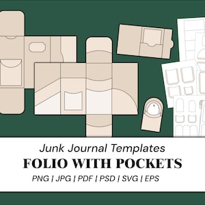 Junk Journal Folio Templates Pockets Template Envelope Template Tags Template Labels Cards Tabs Craft Supplies | png, svg, pdf, psd, eps