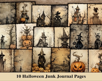 Halloween Junk Journal Pages, Halloween Digital Scrapbook Paper ...