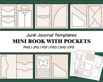 Junk Journal Templates Pockets Folio Template, Envelope Template, Tags Template, Labels, Frames, Cards, Tabs | png, svg, pdf, psd, eps