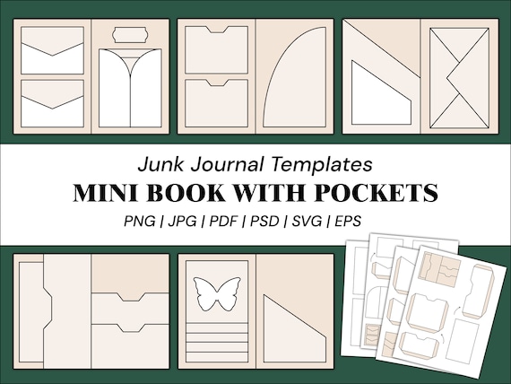 Junk Journal Templates Pockets Folio Template, Envelope Template, Tags Template, Labels, Frames, Cards, Tabs | png, svg, pdf, psd, eps