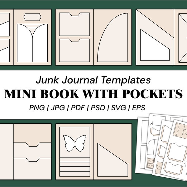 Junk Journal Templates Pockets Folio Template, Envelope Template, Tags Template, Labels, Frames, Cards, Tabs | png, svg, pdf, psd, eps