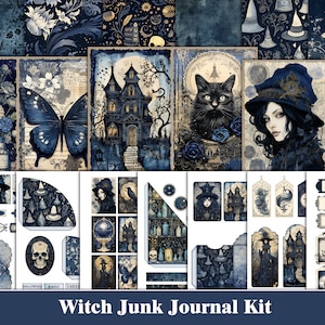 Witch Junk Journal Kit Witchy Halloween Magic Junk Journal Pages Magic Celestial Halloween Scrapbook Ephemera Dark Academy Craft Supplies