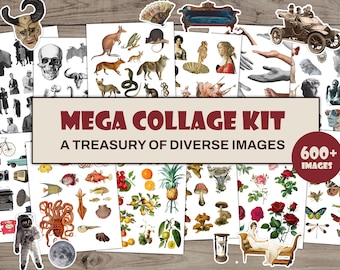 Mega Collage Kit | 600+ Fussy Cut Images | Magazines for Collage | Ephemera Pack for Junk Journals