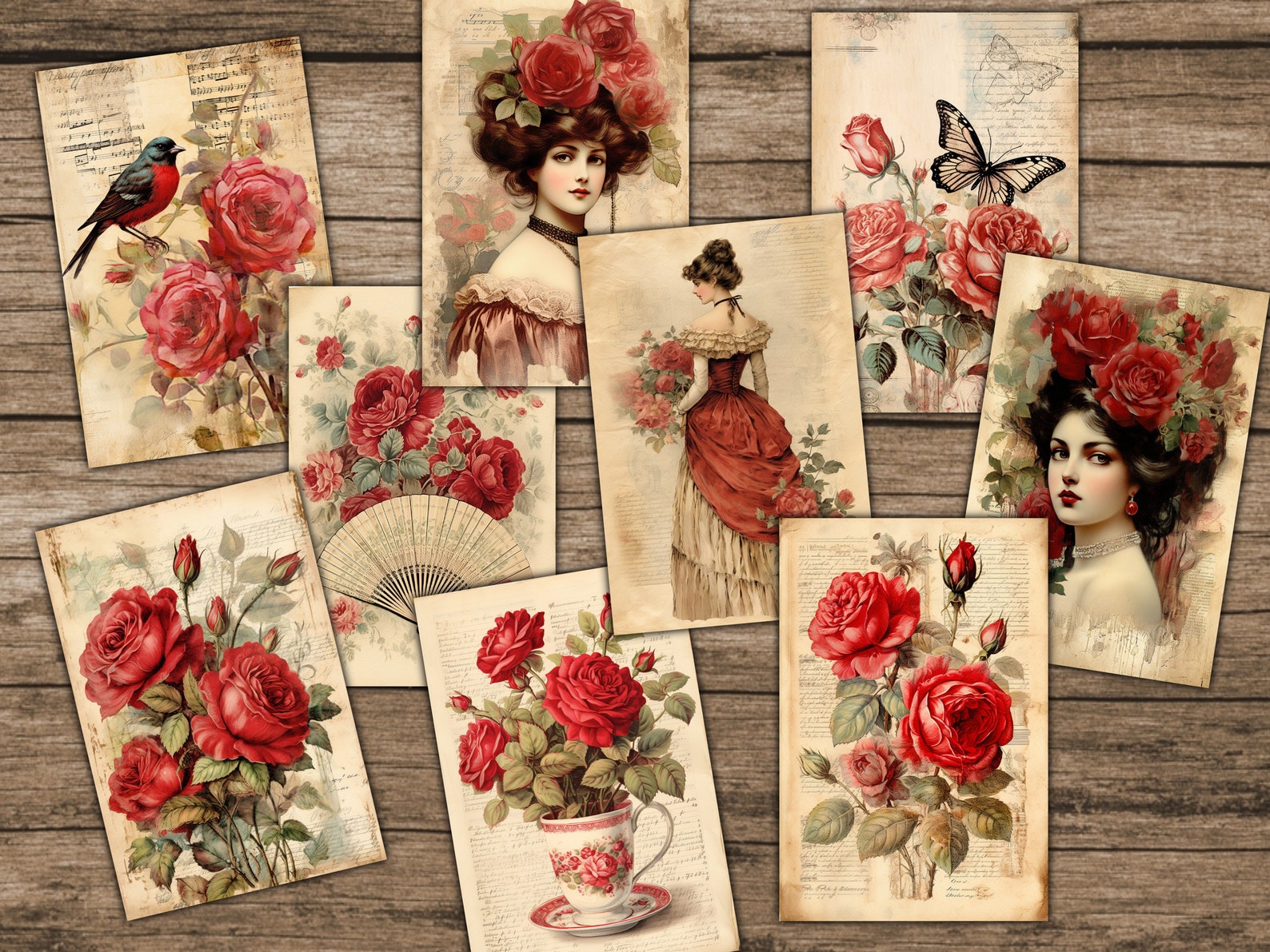 Victorian Rose Junk Journal Kit Printable Ephemera Floral Junk Journal ...