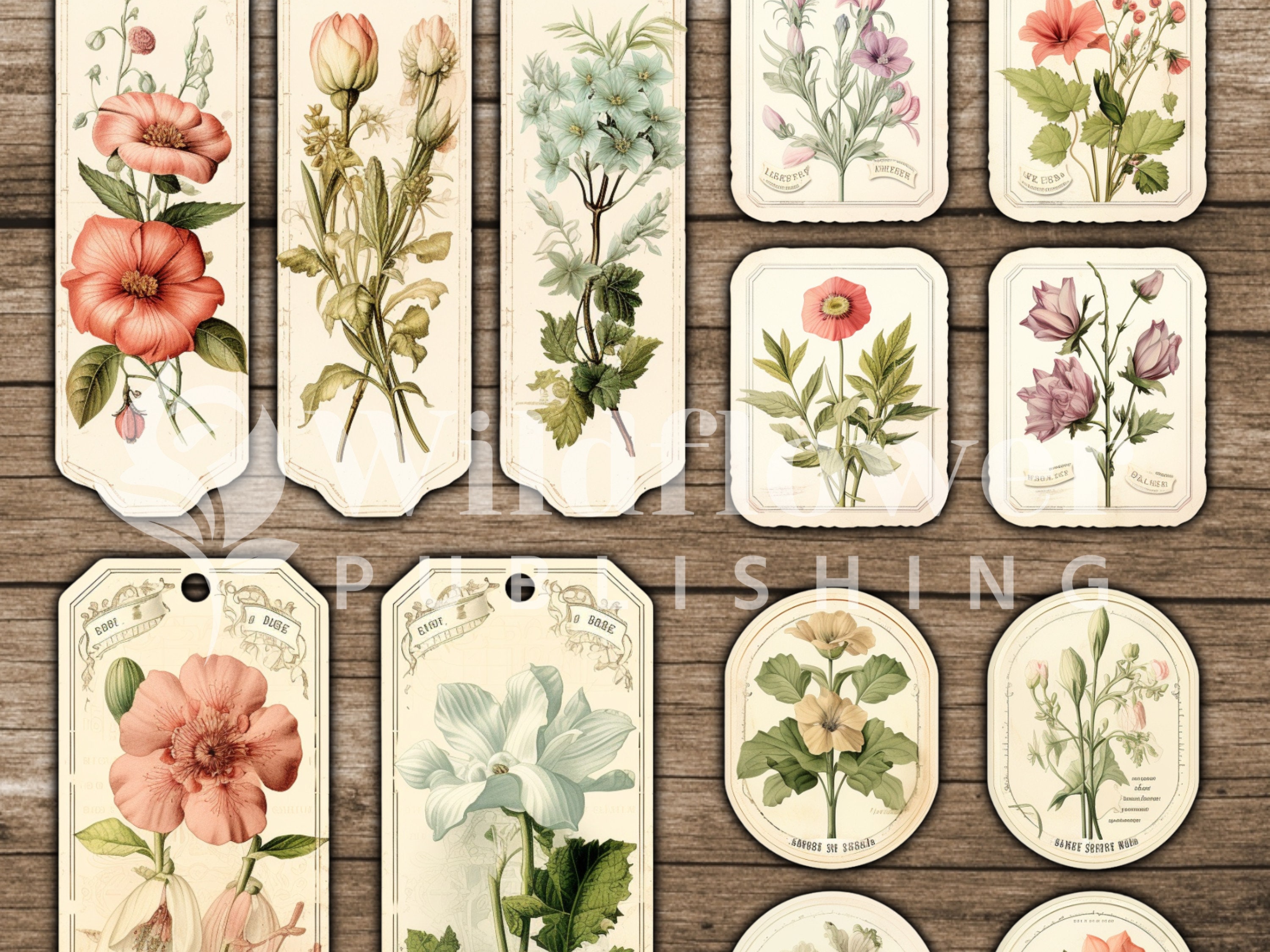 Junk Journal Tags & Labels | Floral Junk Journal Kit | Vintage Tags ...