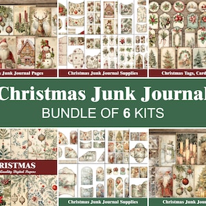 Christmas Junk Journal Kit Bundle Winter Junk Journal Pages Christmas Ephemera Craft Supplies Digital Scrapbook Paper Christmas Printables