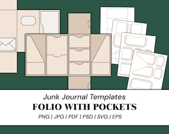 Junk Journal Folio Templates Pockets Template Envelope Template Tags Template Labels Cards Tabs Craft Supplies | png, svg, pdf, psd, eps