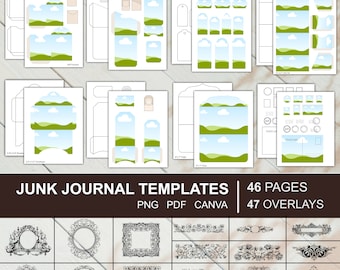 Junk Journal Templates Canva Template Folio Template Envelope Template Tags Template Labels Canva Junk Journal Kit Frames png pdf