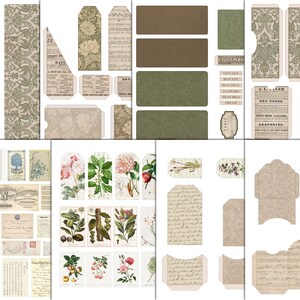 Botanical Junk Journal Folio Kit Floral Junk Journal Tab Printable ...