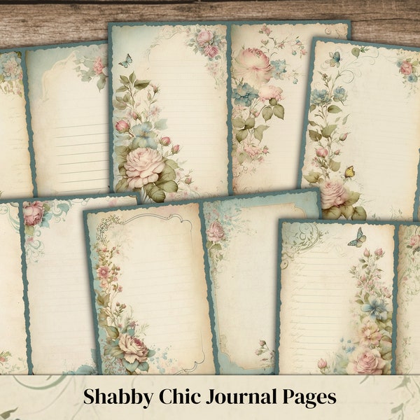 Shabby Chic Rose Junk Journal Pages, Floral Pink Journals Paper, Vintage Old Papers, Pink Glam Junk Journal Kit, Pages For Journals