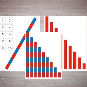 Number rods and red rods. Montessori, math, homeschool