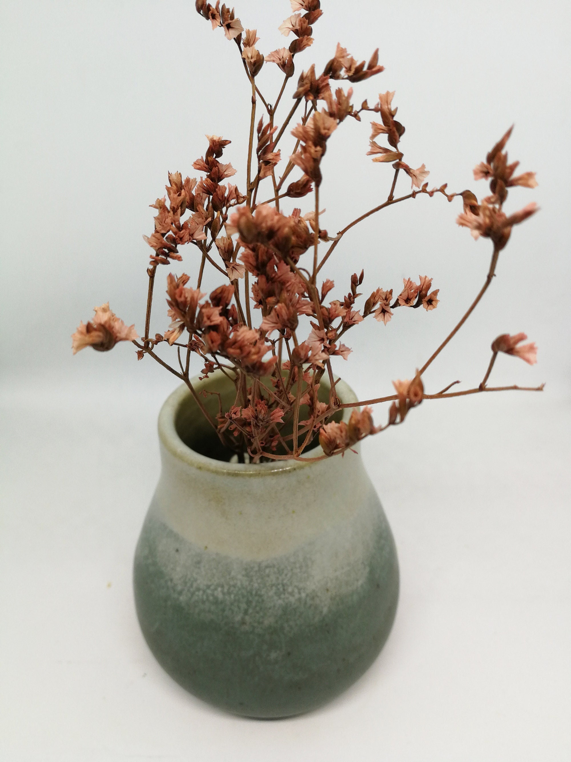 Vase Céramique Blanc et Nuances Gris/Bleu