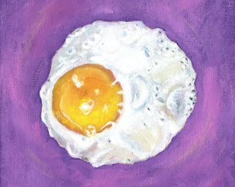 Spiegelei-Ölgemälde. Original Kunstwerk, Food Painting, Realismus, Küchendeko, Frühstückskunst, Fake Food, Sunny Side Up, Food Künstler