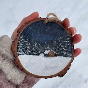Hand Painted Wood Slice Ornaments. Christmas Ornaments, Winter ...