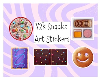 Y2K Food Sticker. wasserfest, vinyl Aufkleber, reißfest, langlebig, Malerei Aufkleber, Kindheit Nostalgie, 90er, 2000er Jahre.
