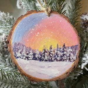 Hand Painted Wood Slice Ornaments. Christmas Ornaments, Winter ...