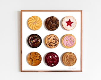 Cookie-Malerei Kunstdruck. Handsigniert, Dessert Gemälde, Küchenkunst, realistische Lebensmittel Malerei, Backkunst, Backkunst, Cookie Wandkunst.