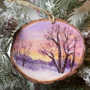Hand Painted Wood Slice Ornaments. Christmas Ornaments, Winter ...