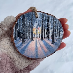 Hand Painted Wood Slice Ornaments. Christmas Ornaments, Winter ...