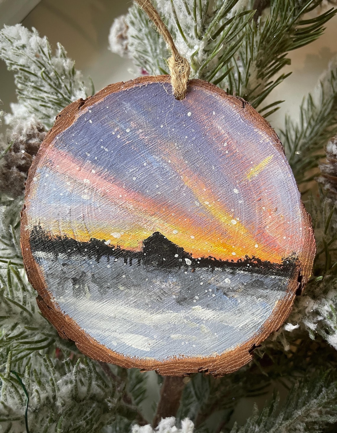 Hand Painted Wood Slice Ornaments. Christmas Ornaments, Winter ...