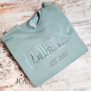 Wifey Sweatshirt, Wife Crewneck, Future Mrs. Sweatshirt, Gift for Her, Bride Sweatshirt, Anniversary Sweatshirt, Custom Embroidered Sweater