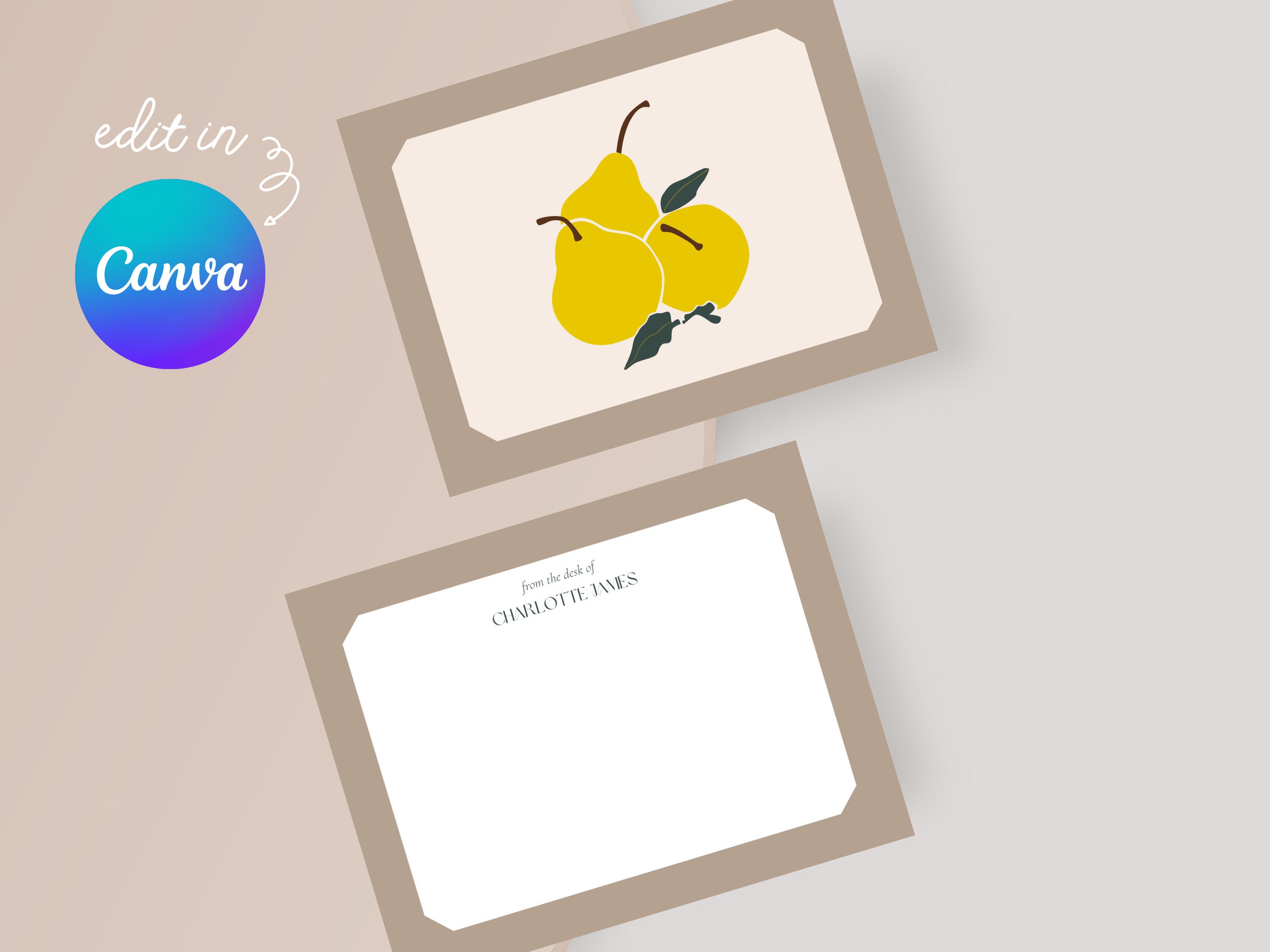 NINE FRUITY Personalized Printable Editable Flat Double Sided Note ...