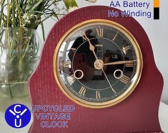 Upcycled Clocks - a lovely 1950's Smith Mantel Clock uniquely upcycled and converted to a quiet AA battery movement (quartz)