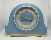 Upcycled vintage Mantel Clock (sky blue) - Art Deco style with new battery movement