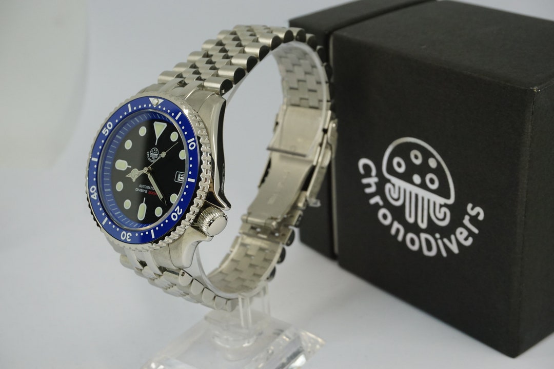 Chronodivers CD200 SMURF Sapphire Crystal Ceramic Bezel C3