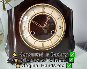 Clock Conversion Service. Convert a precious vintage Clockwork Clock to quiet Quartz AA battery. No more winding. Original Hands maintained