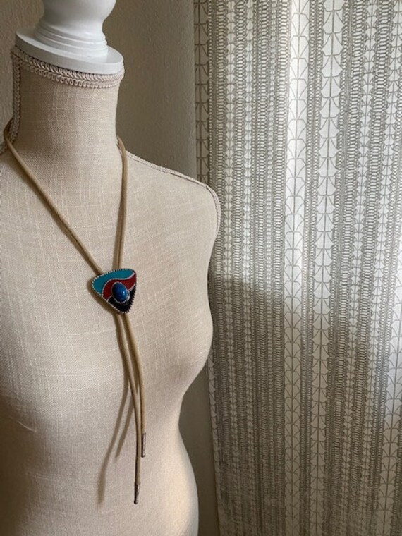 Southwestern - Triangle with Blue Stone - Bolo Tie - image 6