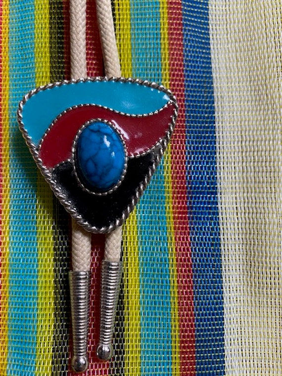 Southwestern - Triangle with Blue Stone - Bolo Tie - image 2