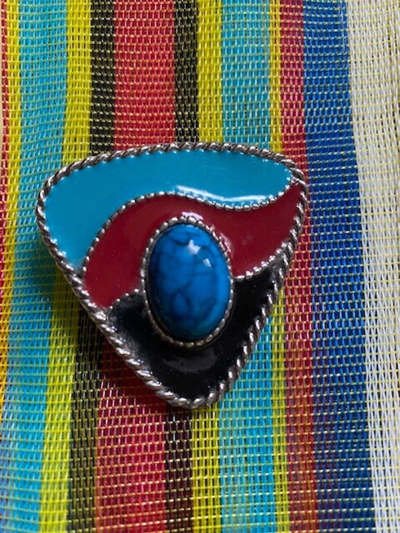 Southwestern - Triangle with Blue Stone - Bolo Tie