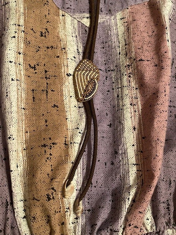 Handmade Beaded Shell Bolo Tie - image 2