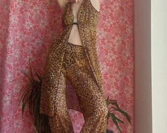 Vintage Leopard Print Lingerie Set