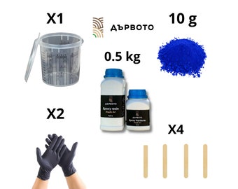 Epoxy resin kit, 0.5kg Resin, Pigment, Gloves, Measuring Cup, Stirrers,Jewelry Making and Small Hobby Resin Projects, Clear Casting Resin
