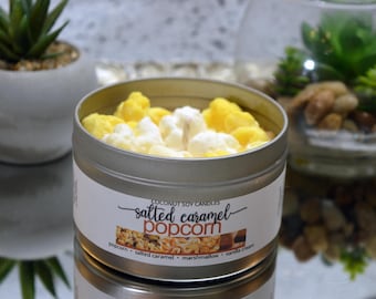 Salted Caramel Popcorn Soy Wax Candles, Realistic Food Scents, Handcrafted Home Fragrance