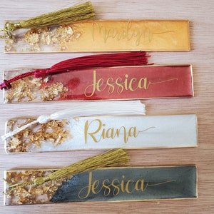 Personalized Resin Bookmark with Gold Flake and Tassel