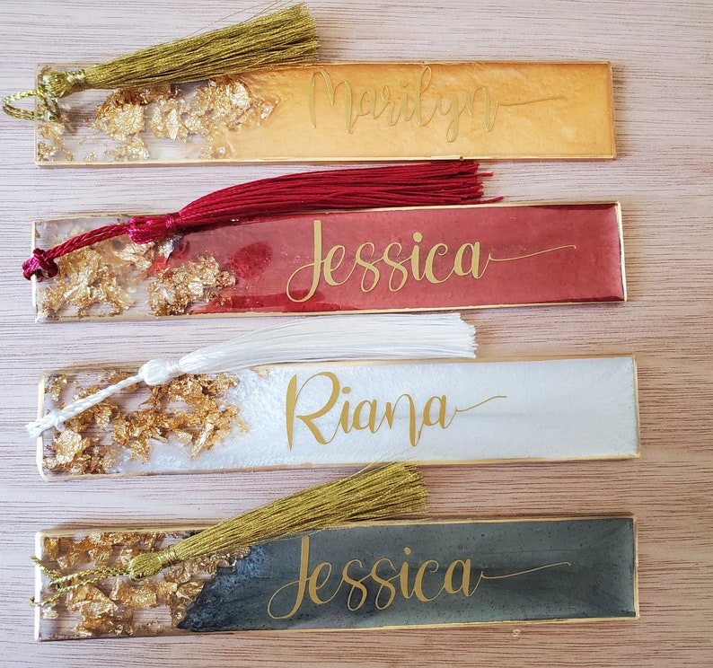 Personalized Bookmarks Resin Bookmarks Gold Flake Bookmarks image 1. best gifts for moms who love reading. 
