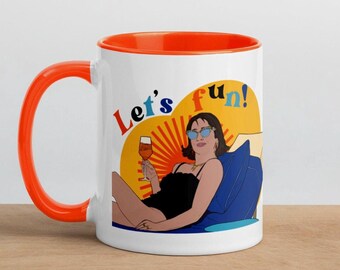 Biały Lotos Włoski Kubek Lucia z Kolorowym Wnętrzem