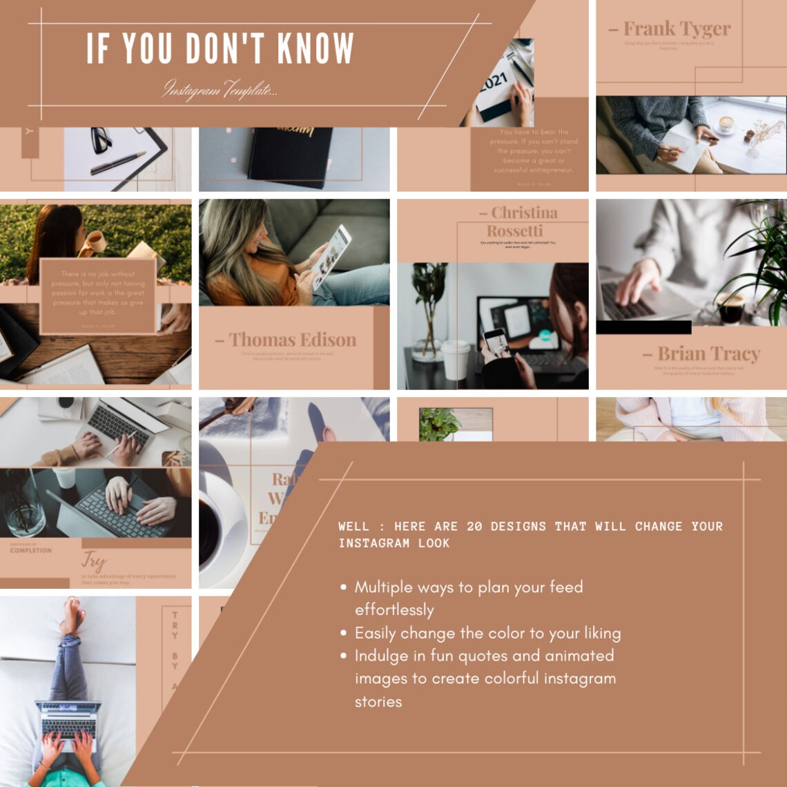 IG Post Templates about working Inspirational Instagram | Etsy